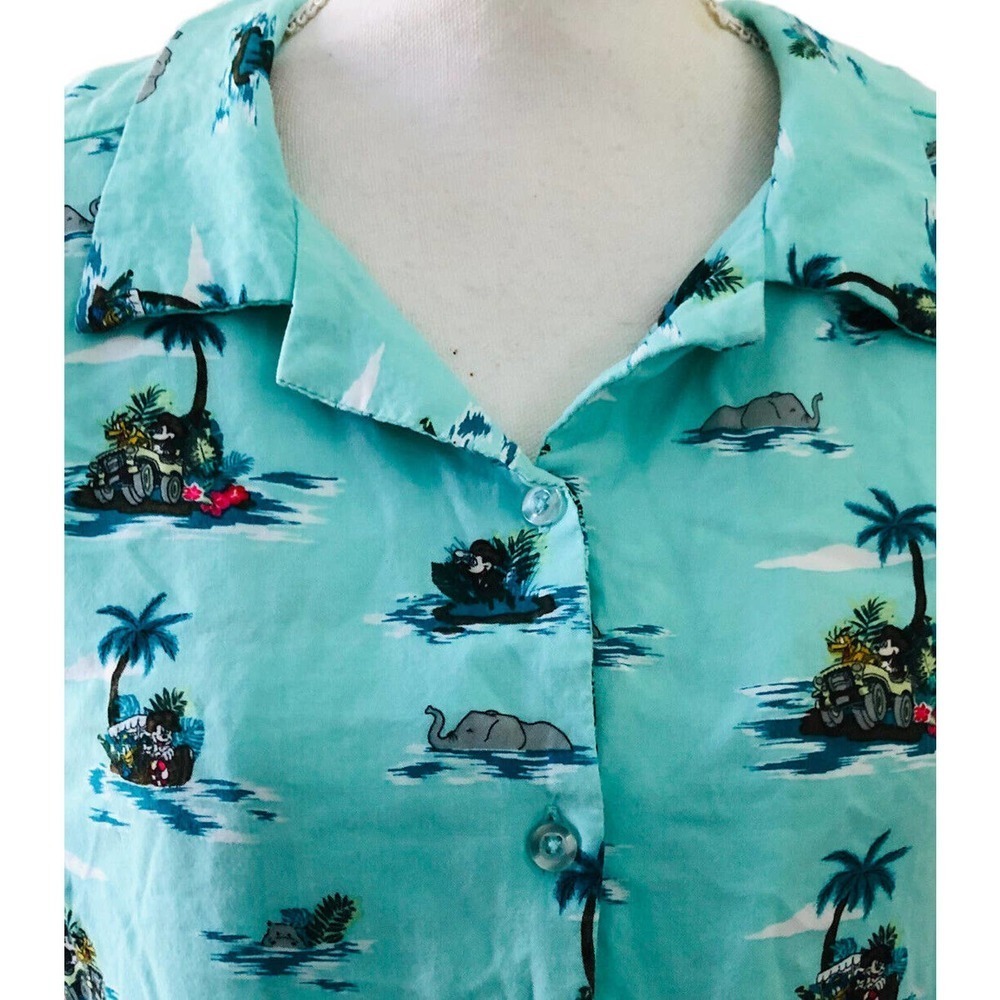 Disney Mickey Mouse PLUTO Donald Duck Island Safari Tie Shirt 3XL Her Universe - Picture 7 of 12